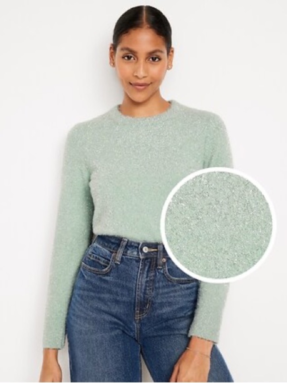 Old Navy Eyelash Shine Sweater Briny Water‎ Large NWT